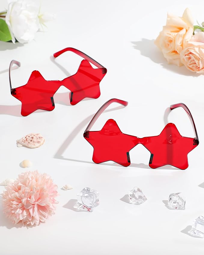 20 Pairs Rimless Star Sunglasses Bulk Transparent Candy Color Star Glasses for Women Men Party Favors