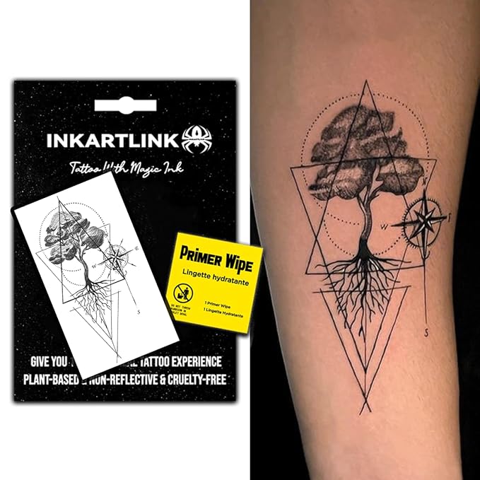 INKARTLINK Semi Permanent Tattoos,Temporary Tattoos, Adult Art Designs, Party Favors, Waterproof, Realistic, No Adhesive, No Reflective, Lasts 1-2 Weeks,Large (Tree of Life)