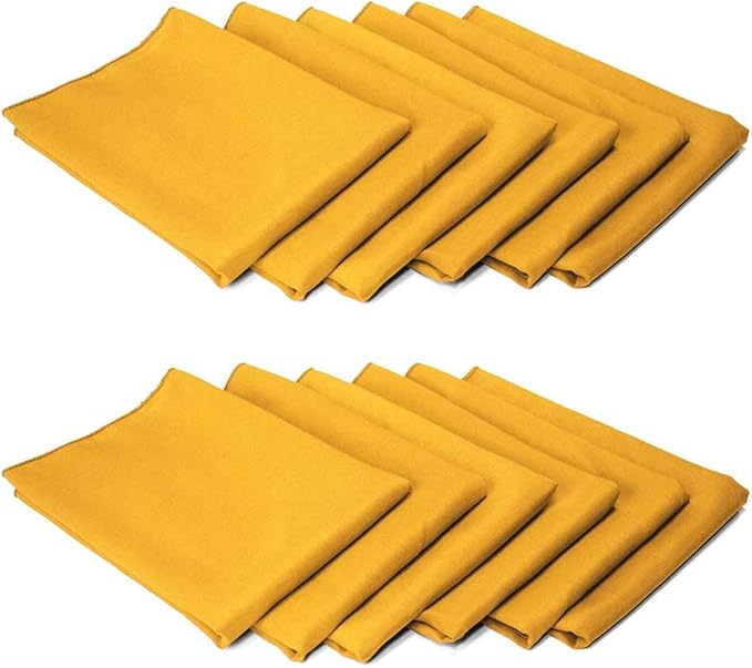 TableLinensforLess 17x17 Inch Polyester Cloth Napkins, Set of 12 (Gold)