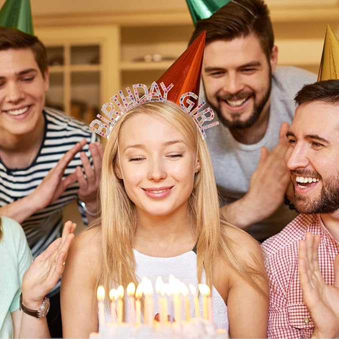 AOPRIE Birthday Girl Headband - Baroque Tiara for Women & Girls, Princess Crown Rhinestone Accessory