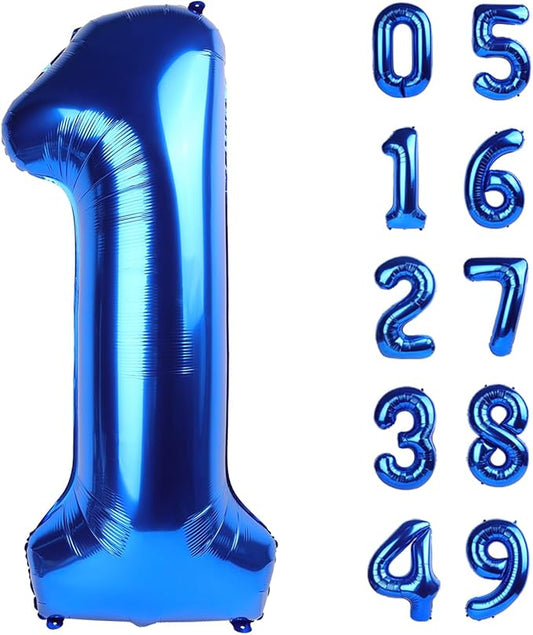 Jumbo Navy Blue Number 1 Balloon 40 Inch, Mylar Foil Number One Balloons for Boy Girl 1st 1 11 21 31 41 51 81 Birthday Party, Giant Balloons Anniversary Graduations Photo Shoot Decorations