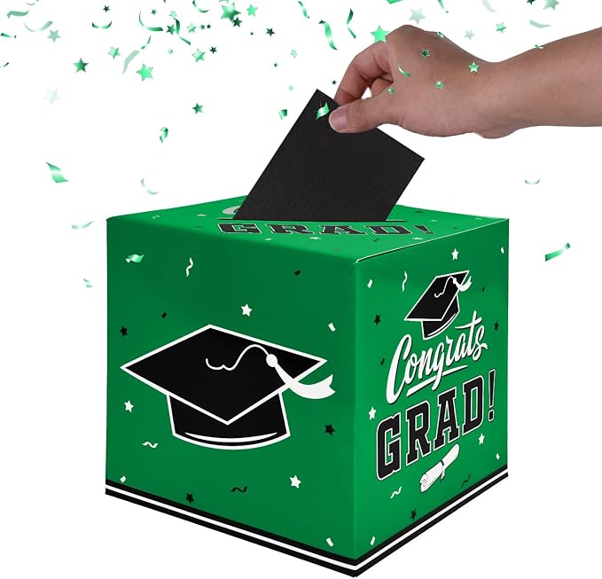 Gatherfun Graduation Party Decorations Graduation Box Graduation Card Box for Graduation Gift Graduation Party Favors Decor Party Supplies Green