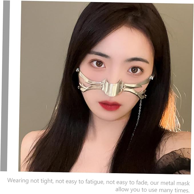 Punk Style Metal for Women Half Face Irregular Shape Party Accessory for Halloween Mardi Gras and Role-playing Events