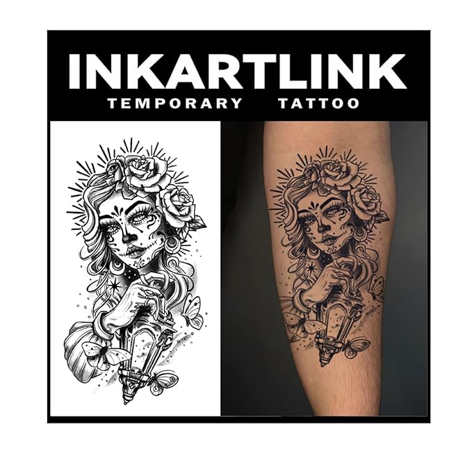 INKARTLINK Tattoo Tech, 2 Sheets Extra Large Semi Permanent Tattoo, Adult Art Design Temporary Tattoos, Lasts 1-2 Weeks, Waterproof, Realistic Look, No Adhesive, No Reflection (Mythology)148
