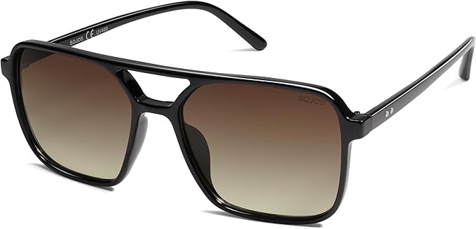 SOJOS Trendy Vintage Aviator Square Sunglasses For Womens Mens Retro 70s UV400 Women Sun Glasses SJ2327