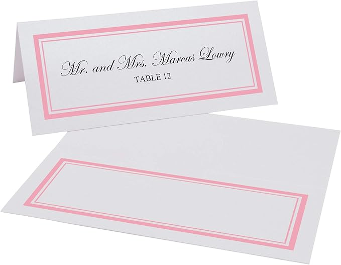 Double Line Border Place Cards, Pink (Choose Color), Set of 150, Pre-cut and Scored - Wedding, Party, Dinner, and Special Events - Made in the USA