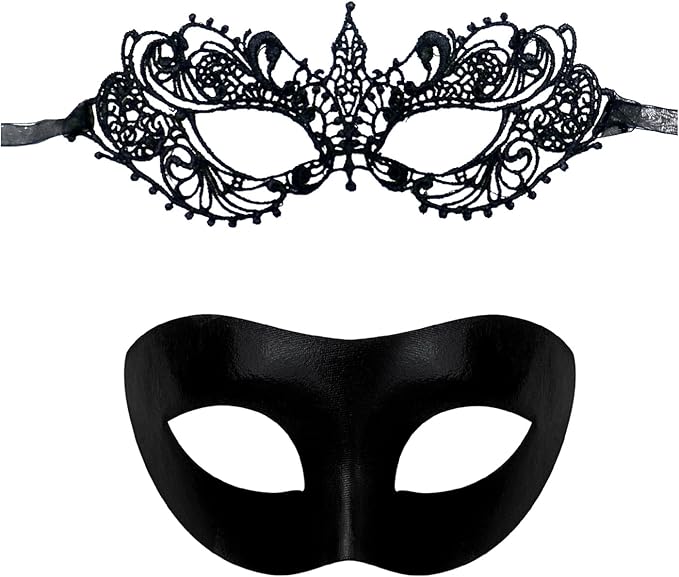 Erythem Couples Masquerade Mask Set - Venetian Party Masks for Women & Men - Halloween Costume & Mardi Gras