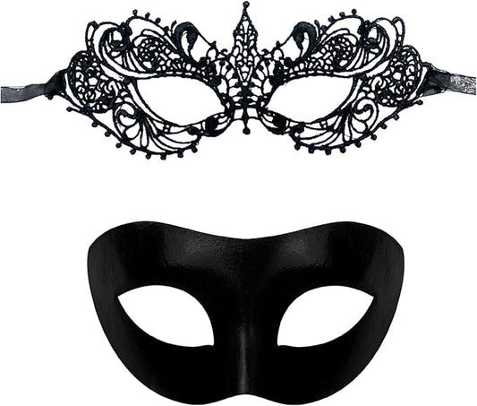 Erythem Couples Masquerade Mask Set - Venetian Party Masks for Women & Men - Halloween Costume & Mardi Gras