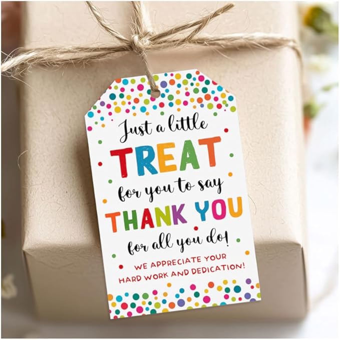 Treat for You to Say Thank You for All You Do Gift Tag We Appreciate You Christmas Gift Tags with String Employee Appreciation Company Staff Christmas Holiday Favor Tags Pack of 20 (Appreciate A)