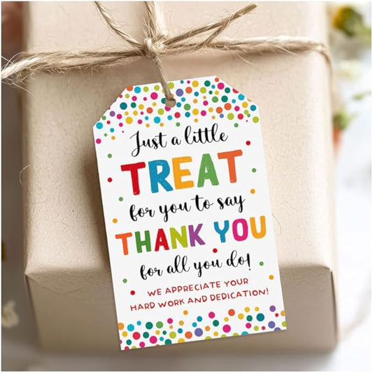 Treat for You to Say Thank You for All You Do Gift Tag We Appreciate You Christmas Gift Tags with String Employee Appreciation Company Staff Christmas Holiday Favor Tags Pack of 20 (Appreciate A)