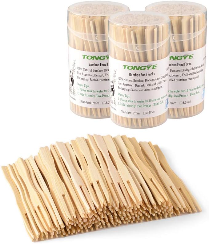 [3 Packs of 110 PCS] 3.5 inch Appetizer Forks, Mini Forks for Appetizers, Cocktail Forks Appetizer Forks, Bamboo Toothpicks for Appetizer, Wooden Forks Food Picks for Fruit, Charcuterie Accessories.
