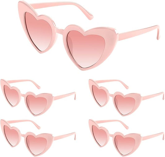 5/10/20 Pack Heart Sunglasses Bachelorette Vintage Heart Shaped Glasses for Wedding Bridesmaid Party Favor