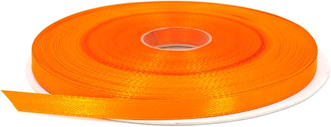 Orange Satin Ribbon, 1/4 inch x 50 Yards, Double Face Solid Color, Thick and Durable Ribbon Roll, 100% Polyester for Gift Wrapping, Crafts, Hair and Decorations