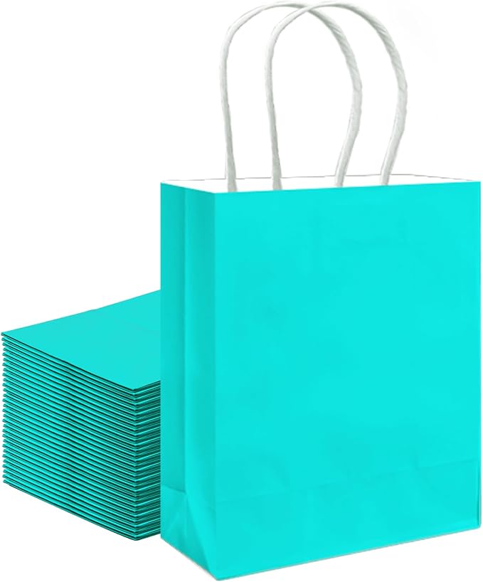 qiqee 30PCS Medium Gift Bag with Handles Bulk 11"x5"x8" Gift Bags Bright Green Bags Multiple Uses (Medium Size)