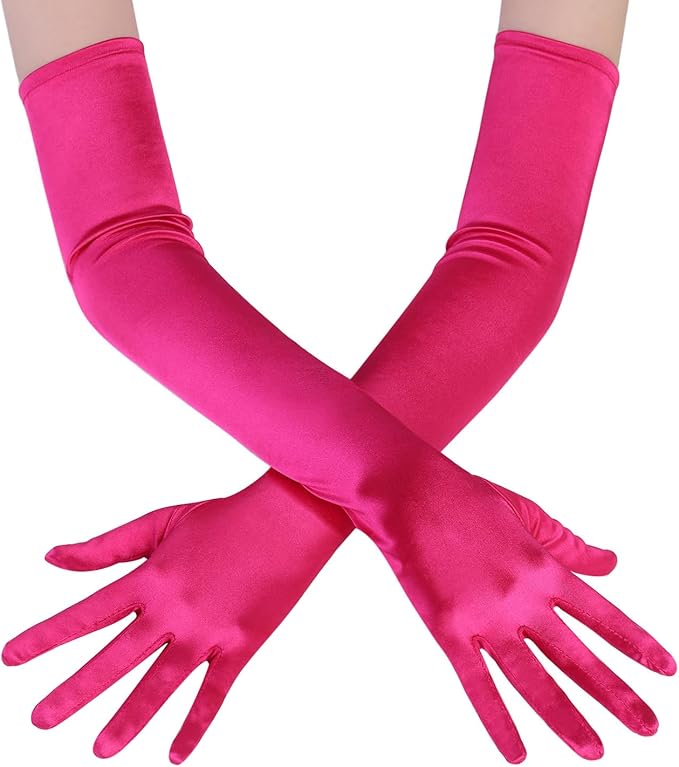 BABEYOND Long Opera Party 1920s Satin Tea Party Gloves Costume Stretchy Adult Size Elbow Length Bridal Gloves