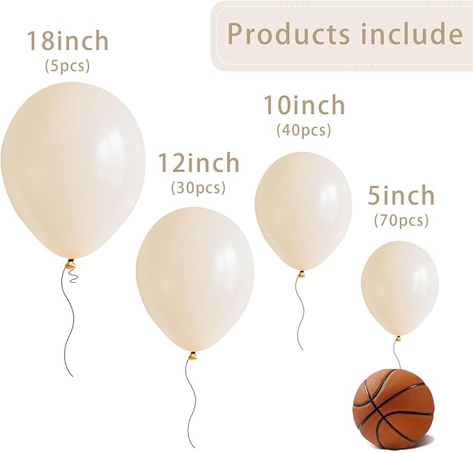 Ivory White Balloons 145 pcs Boho Decorations Different Sizes of 18 12 10 5 Inch Cream Balloons for Balloon Garland or Arch as Birthday Wedding Party Decorations