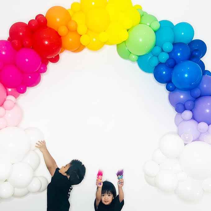 134pcs Rainbow Balloon Arch Kit Different Sizes 18" 12" 10" 5" Assorted Color Latex Balloon Garland Arch Kit for Birthday Baby Shower Graduation Wedding Gender Reveal Party Decorations