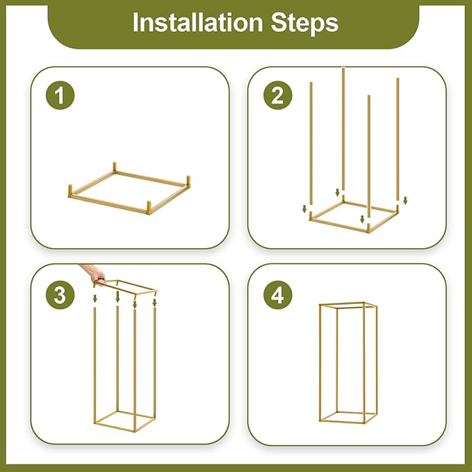 10 Pack 23.6-Inch Gold Flower Stand for Centerpieces,Metal Vase Column Stand, Geometric Centerpiece Vase for Wedding & Party Centerpieces