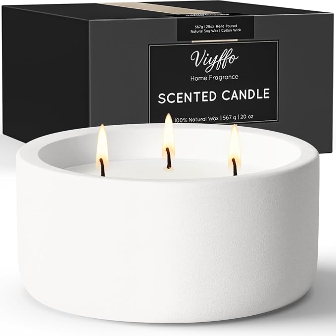 Viyffo Fall Candles - Vanilla Cupcake, 3 Wick Large Scented Candle, 20oz Soy Candles for Women & Men, Non Toxic Aromatherapy Candle, Ceramic Velas Perfect for Autumn Home Decor & Gift