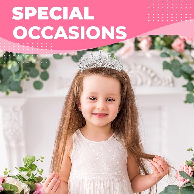 Birthday Tiara and Crown with Sash for Women, Hair Accessories for Wedding Party Costume (B - Silver)