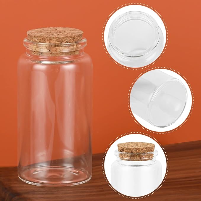 2PCS Empty Glass Bottle with Cork Stoppers,Decorative Glass Bottles with Cork Lid for DIY Art Crafts Projects Decoration Party Supplies Wedding
