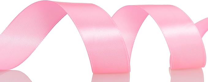 1 Inch Flamingo Pink Solid Satin Ribbon, 50 Yards Craft Fabric Ribbon for Gift Wrapping Floral Bouquets Wedding Party Decoration