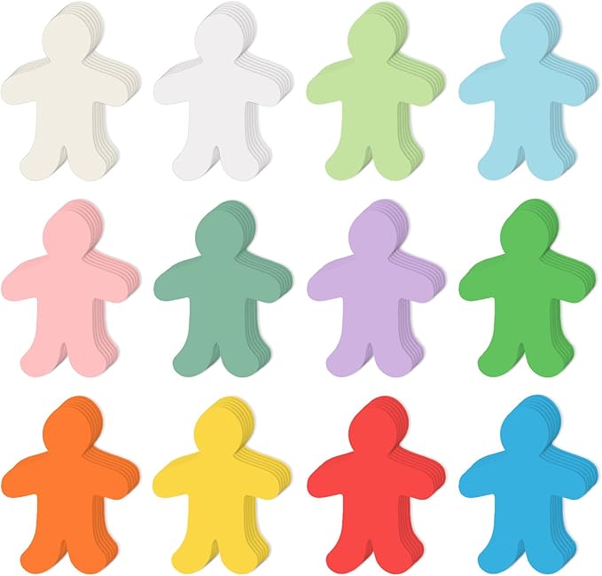 360 Pcs People Cutouts Paper Bulletin Board Decorations Colorful Person Cutouts Assorted Color Person Accent for Classroom Home School Decor Kids DIY Craft Project Supplies