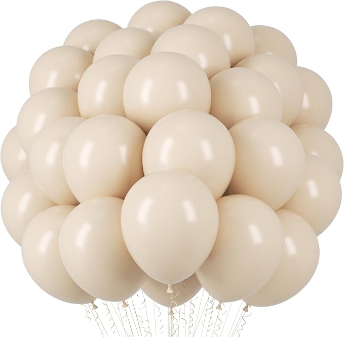 White Sand Balloons, 66pack 12inch Sand White Latex Party Balloons for Wedding, Bridal, Baby Shower, Birthday, Graduation, Anniversary, Bachelorette, Engagement Party Decorations
