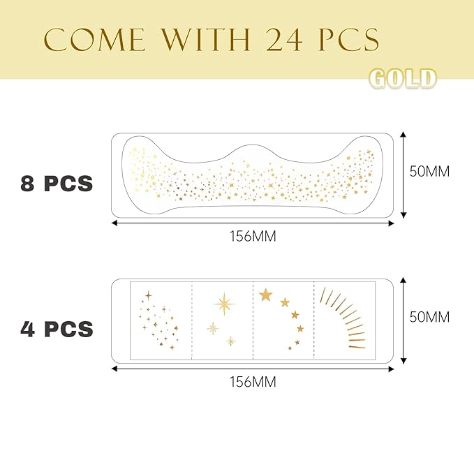 Glitter Freckles, 24PCS Glitter Freckles Face Tattoo, Sparkle Freckles for Women, Waterproof Gold Temporary Face Tattoos Glitter Glow Up Patches Makeup Patches (Gold & Rosegold)