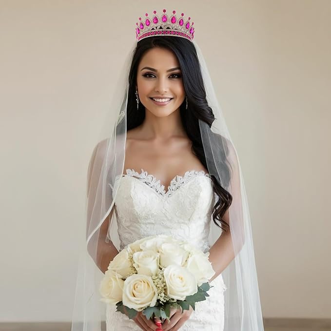 FORSEVEN Crystal Tiaras and Crowns for Women - Wedding and Birthday Party Princess Crown Hair Accessories - Bride Rhinestone Headband Halloween Decorations Hairband