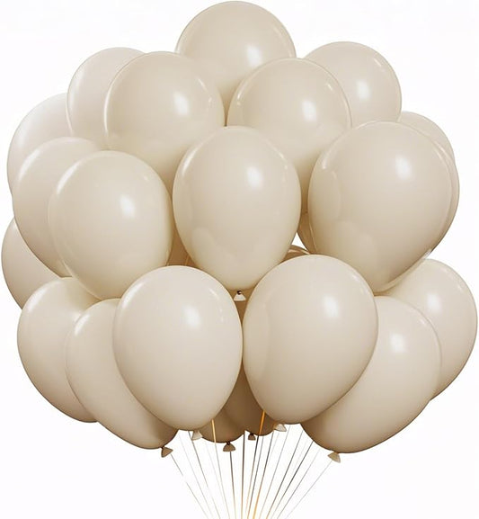 White Sand Balloons 100 Pack, 12 Inch Latex Helium Cream White Balloons Garland for Elegant Birthday Wedding Baby Shower Graduation Arch Party Decorations