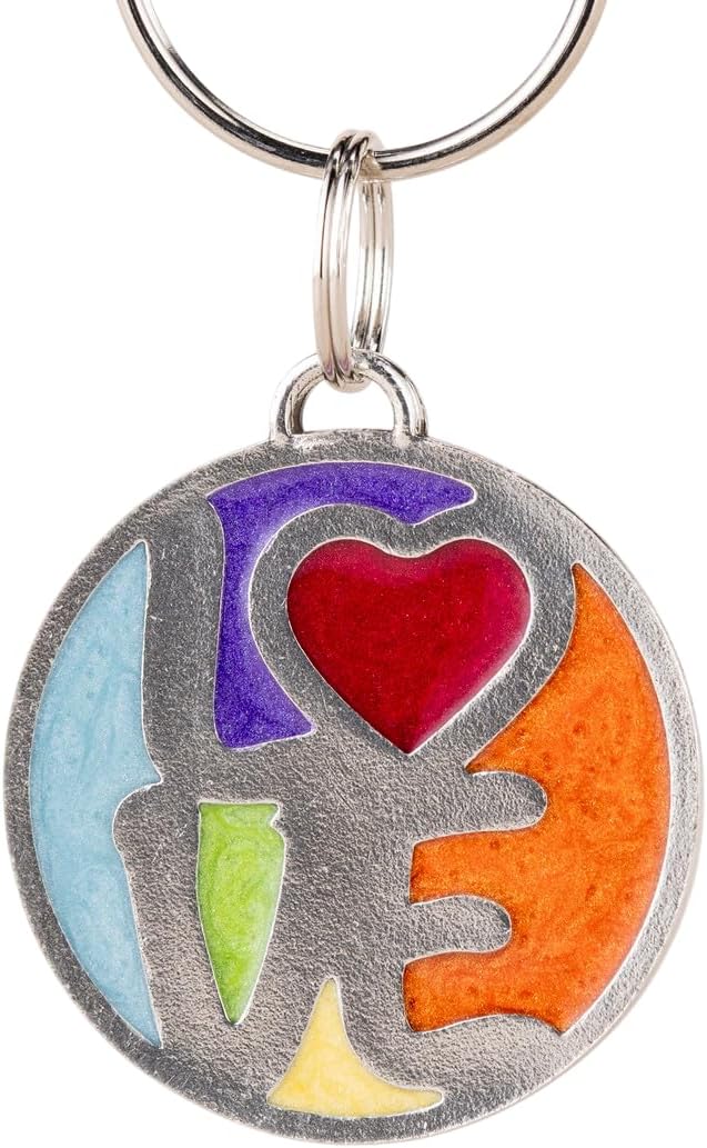 DANFORTH | Love & Pride Keychain | Handcrafted Pewter Keyring | 1½ Inches, Plus Split Rings | Made in the USA