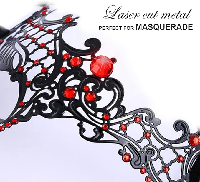 Masquerade Mask for Women Shiny Laser Cut Metal Rhinestone Mask Party Porm Ball Mask