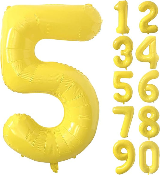 40 inch Yellow Number Balloon Giant Foil Helium Balloons Number 5 Balloon for 5th Birthday Party Decorations