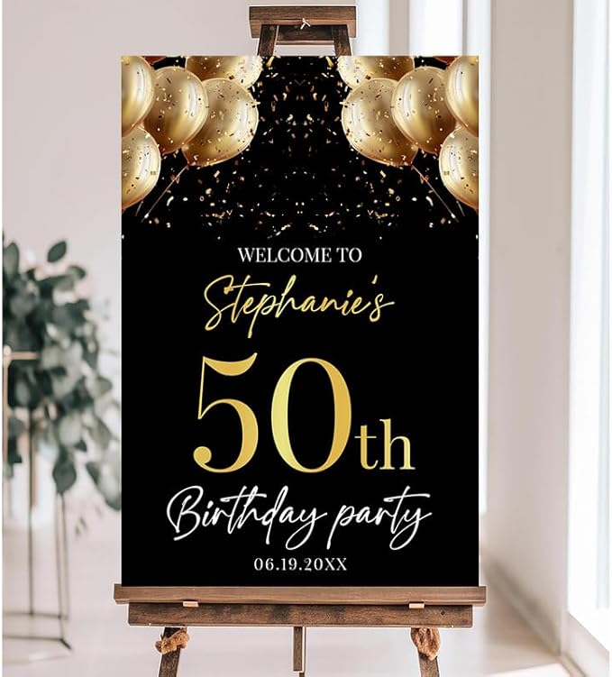 Personalized Sign for 50th Birthday Party - Decorations Celebration Sign, Happy Birthday Any Age Board, Minimalist Party Signs#6