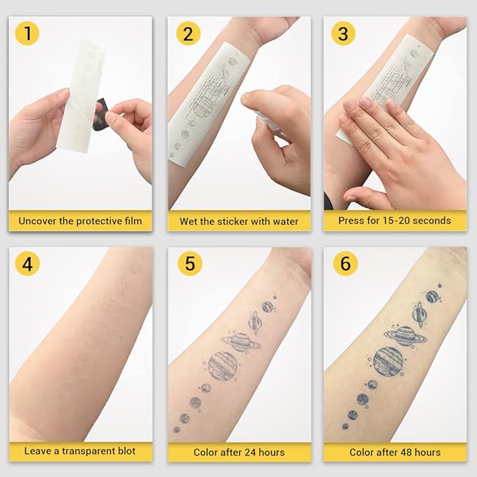 INKARTLINK Temporary Tattoos, 2 Sheets Medium Semi Permanent Tattoo Adult Art Waterproof Temp Tattoo Party Favors Stickers Realistic Look, No Adhesive, Lasts 1-2 Weeks Black (Pentagram)
