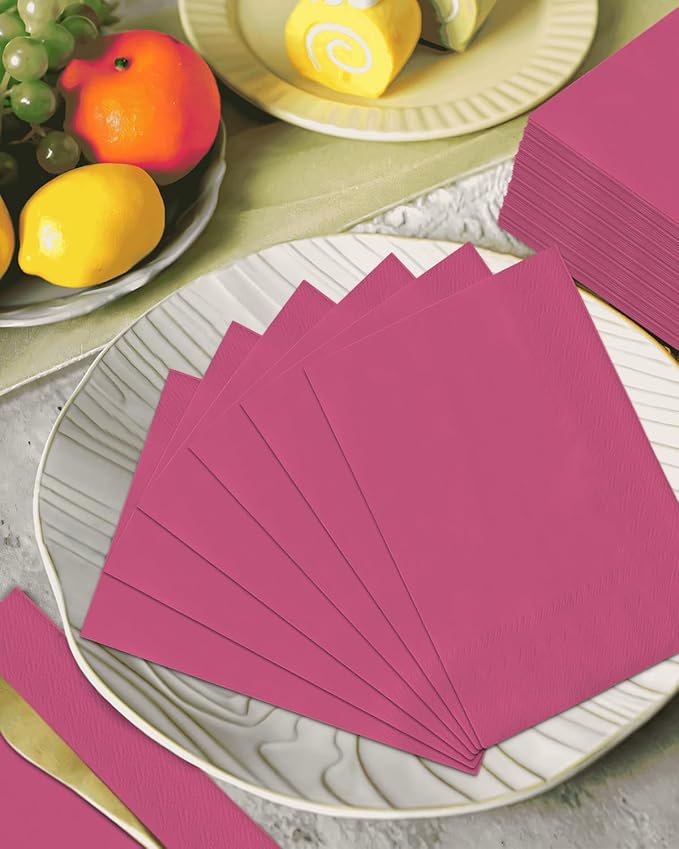 qiqee Peach Pink Paper Napkins 13 * 16inch Guest Paper Disposable Towels Napkin Paper Hand Towels for Wedding, Dinner, Birthday Party, Dessert Cocktail ＆ Kitchen Napkins（ 120 Count）
