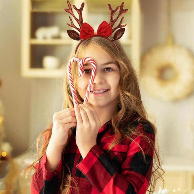 TODDER Brown Christmas Headband, Reindeer Antlers Ears Headband for Adults and Kids, Christmas Hair Accessories Deer Antlers Costumes for Themed Parties and Cosplay