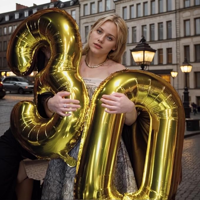 40 inch Gold Number Balloon Giant Foil Helium Balloons Gold Number 3 Balloon for 3rd Birthday Party Anniversary Decorations Supplies
