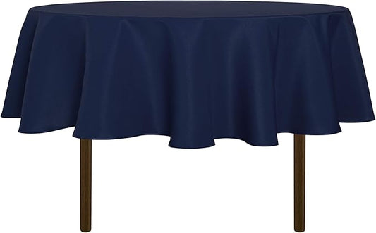 sancua Round Tablecloth - 80 Inch - Water Resistant Spill Proof Washable Polyester Table Cloth Decorative Fabric Table Cover for Dining Tables, Buffet Parties and Camping, Navy