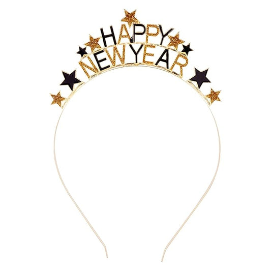 1 Pack Happy New Year Headband Tiara,New Years Eve Headbands for Women,New Years Eve Party Supplies Decorations,New Year Eve Hair Accessories,Rhinestone Hair Clasp Tiaras