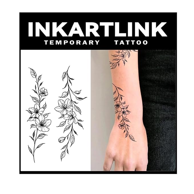 INKARTLINK Tattoo Tech, 2 Sheets Extra Large Semi Permanent Tattoo, Adult Art Design Temporary Tattoos, Lasts 1-2 Weeks, Waterproof, Realistic Look, No Adhesive, No Reflection (Butterfly and Dream)