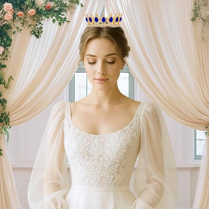 Gold Crown for Women, Crystal Queen Tiaras Headband Wedding Bridal Hair Accessories, Birthday Party Prom Cake Topper