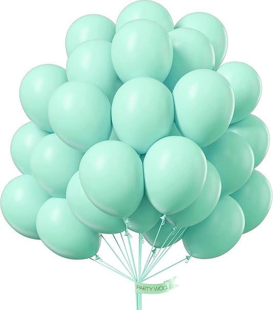 PartyWoo Teal Balloons 50 pcs 12 Inch Pastel Teal Turquoise Peppermint Mint Balloons for Graduation Gender Reveal Baby Shower Wedding Anniversary Birthday Party Decorations Mint-Q03