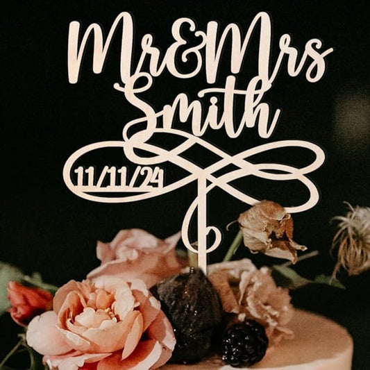 Wedding Cake Toppers, Wedding Cake Toppers Bride and Groom, Custom Cake Topper, Customize Your Own Anniversary Mr and Mrs (Cake Topper Design 2)
