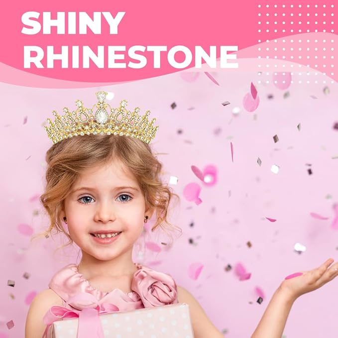 Birthday Tiara and Crown with Sash for Women, Hair Accessories for Wedding Party Costume (B)