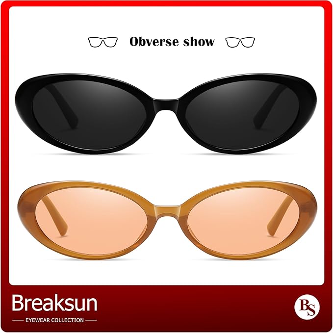 Retro Oval Sunglasses for Women Men Fashion Small Oval Sunglasses 90s Vintage Shades