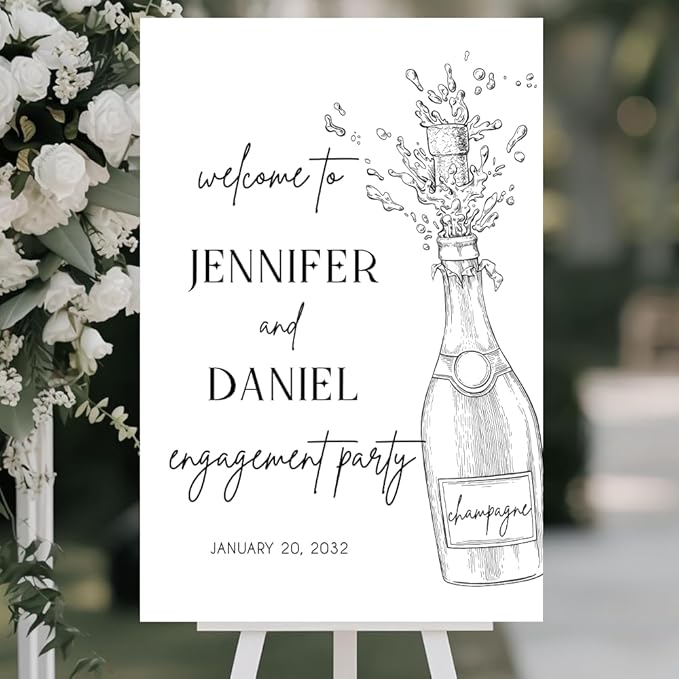 Personalized Engagement Welcome Sign – Minimalist Engagement Party Yard Sign – We’re Engaged Signs – Engagement Party Decorations for Couple - She Said Yes! (Version 11)