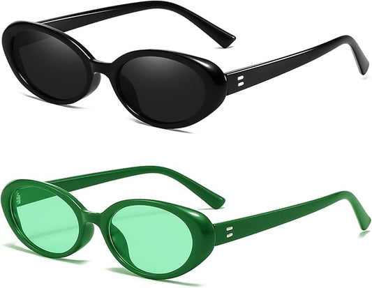 Retro Oval Sunglasses for Women Men Fashion Small Oval Sunglasses 90s Vintage Shades