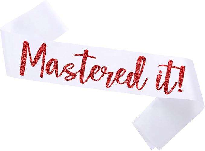 Graduation Mastered It Sash Class of 2025 Glitter Satin Sash for Masters Congrats Grad Decorations Grad Party Supplies,White Red